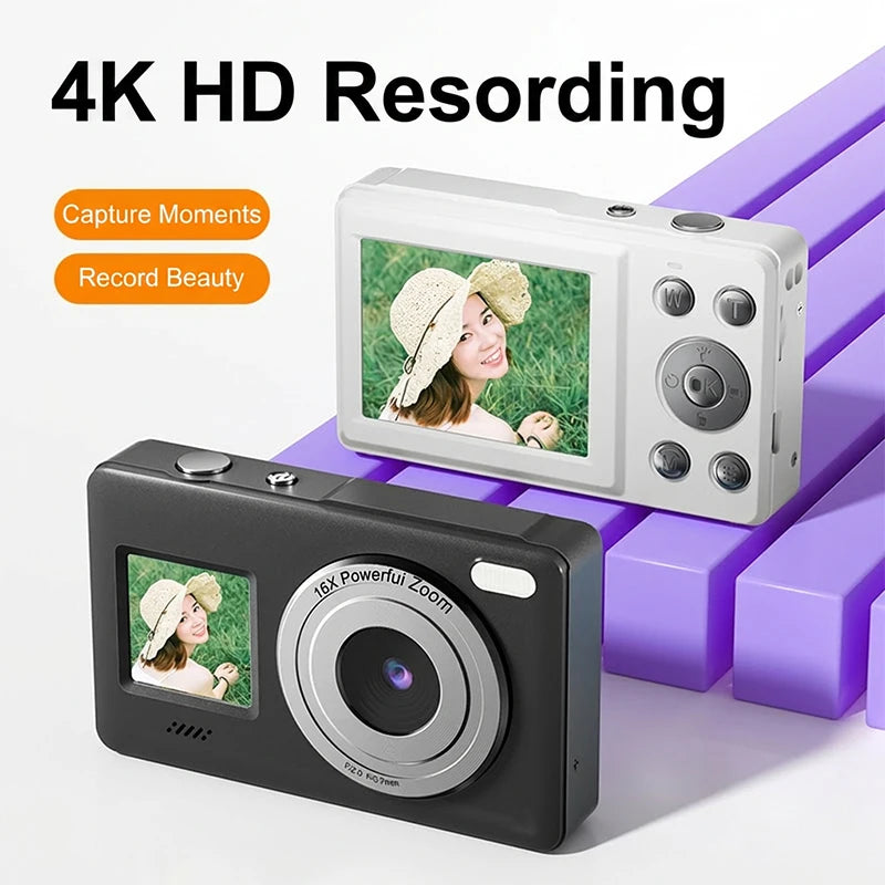 Children's Digital Camera 4800W High Definition Pixel Dual Color Screen 16X Zoom Beauty Feature Front And Back Pixel Camera