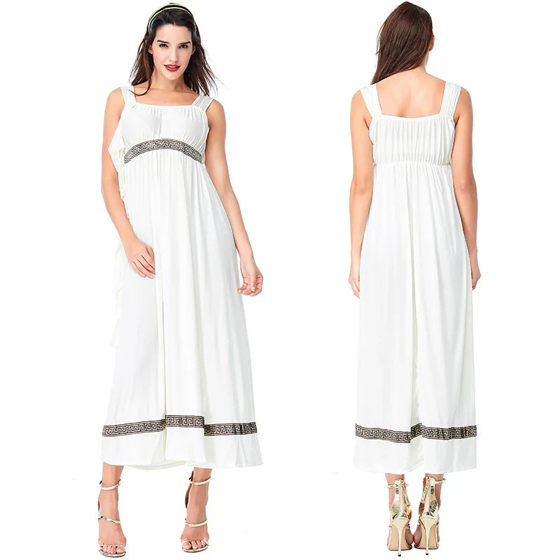 Women Mens Greek God Costume Women Ancient Roman Cosplay Dress Up Outfit Men Greek Robe for Halloween Party