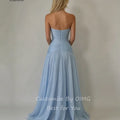 OIMG Sky Blue Sweetheart Neck A Line Prom Gowns Backless | SAMAG
