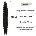 Pre Stretched Jet Black Boho Hair for Braiding Synthetic Hypoallergenic Crochet Boho Braids Ez Braid Knotless Curly Deep Wave