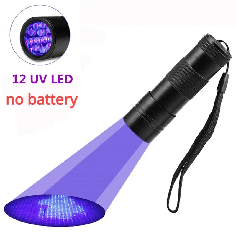 12/21/51 LED Protable UV Flashlight Black Light 395 NM Ultraviolet Torch Blacklight Detector for Dog Urine Pet Stain and Bed Bug