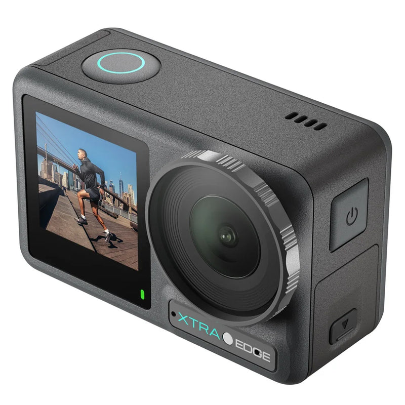 Xtra Edge Action Camera 1/1.3" Sensor, 16m No-Case Waterproof (55m with case), IP68, Dual Touchscreen, 4K 120fps, 240fps Slow Motion, MotionMaster+ Stabilization, 1900mAh Cold-Resistant Battery, -20°C Operation, 512GB Max