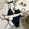 Sexy Flower Bandeau Swimwear Thong Bikini Women Lace-up | SAMAG