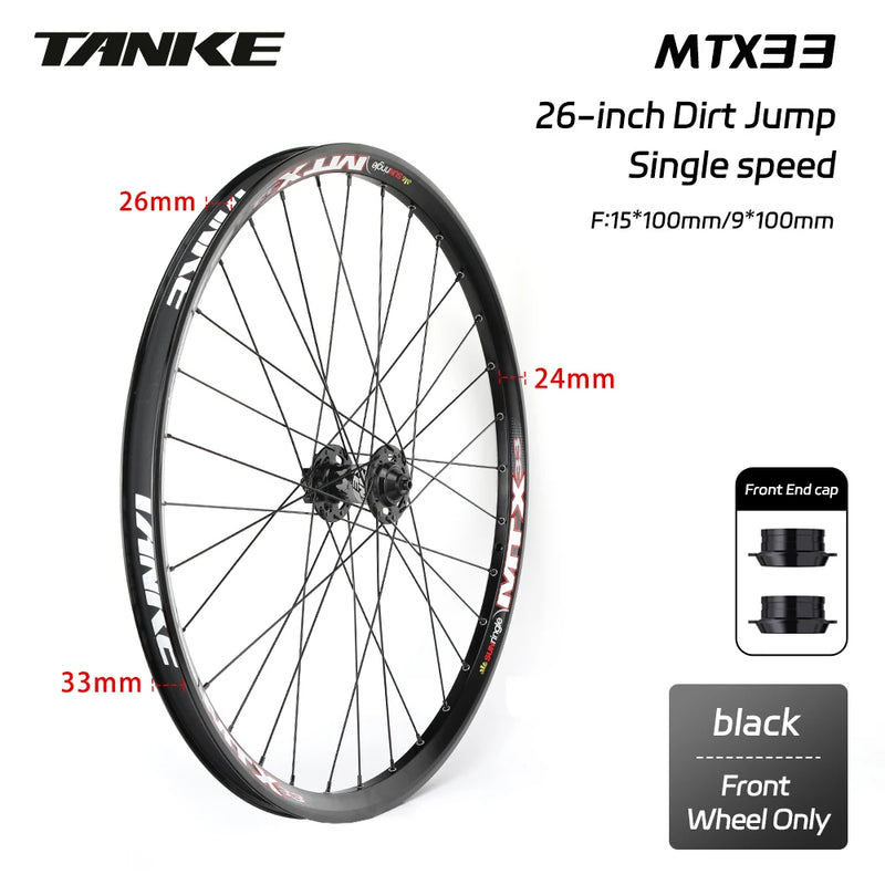 TANKE MTB Wheelset 26 inch Disc Brake MTB single-speed DJ AM Enduro DH Wheelset Hub MTX33/39 aluminum alloy Mountain wheel set