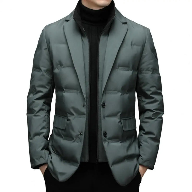 Winter Men's Coldproof Windproof Down Jacket Suit Scarf Collar Simple Down Jacket  Male Clothing