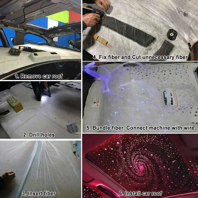 Car Starry Sky Light Fiber Optic Lights LED Auto Interior Decoration Accessories Car Roof Star Lights Ceiling Fiber Optic Light