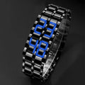 Relógio de pulso digital Lava masculino, metal completo preto, display LED azul, presentes para homem - Visuel 2 | SAMAG