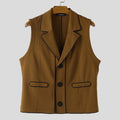INCERUN Men Vests Patchwork Lapel Sleeveless Button Casual Male Waistcoats Color-block Streetwear 2025 Fashion Vests Men S-5XL