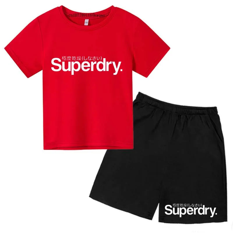 Kids Summer Casual Letter Print Breathable Tees+Short | SAMAG