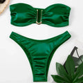 Summer Push Up Bandeau Swimsuit Straps Bikini Set Solid | SAMAG