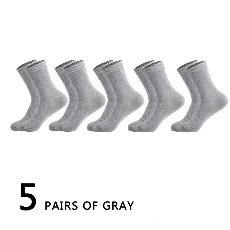 5Pairs/Lot Men's Socks Bamboo Fiber Business Breathable | SAMAG