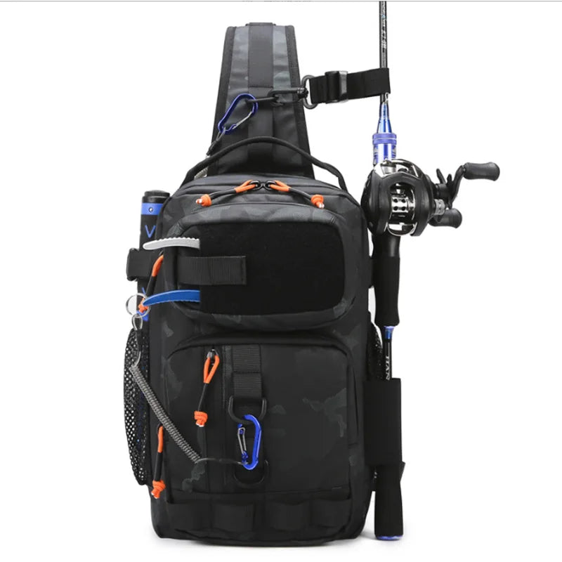 Fishing Chest Bag With Rod Holder MOLLE Tactical | SAMAG