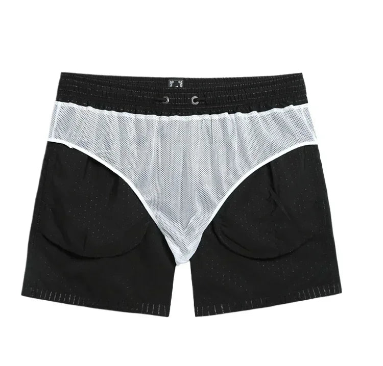 Striped Men Casual Shorts Beach Pants Board Short Quick Dry Sports Trunk Summer Seaside Beachwear Loose Homewear Sleeping Pajama