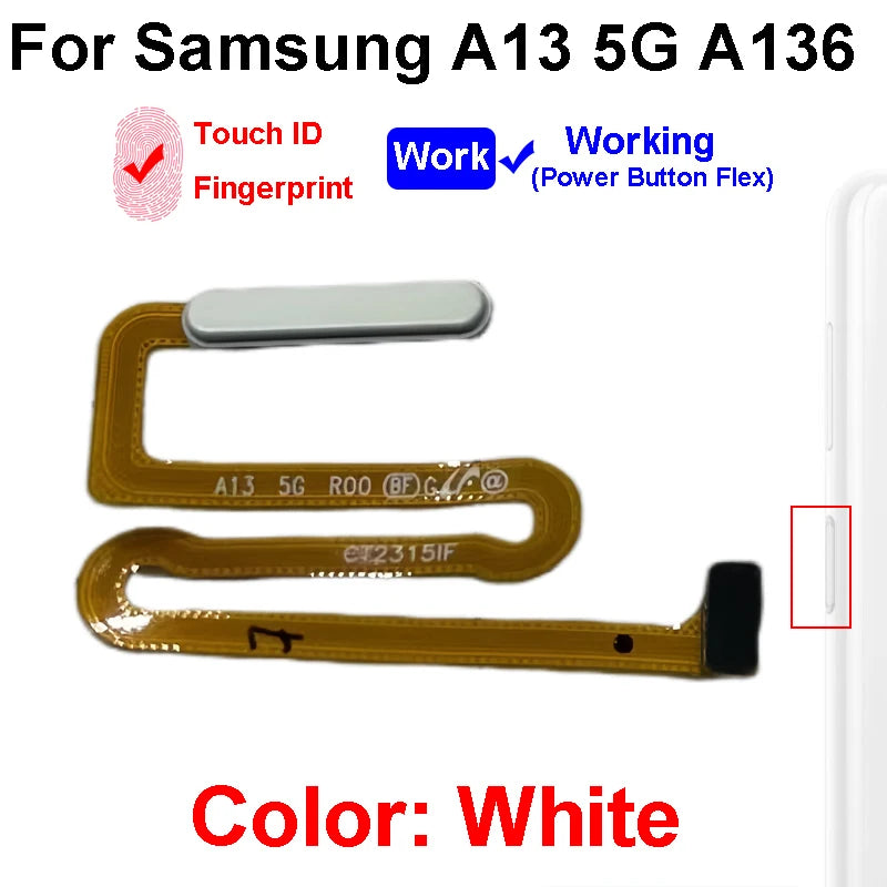 Fingerprint Sensor Touch ID Connector Flex Cable With Power Button For Samsung Galaxy A13 4G 5G A135 A136 Parts