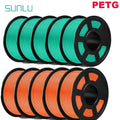 SUNLU PETG 3D Filament 1KG Biodegradable 1.75MM 10Rolls Bright Color Good Toughness Excellent Acid Alkali Weather Resistance