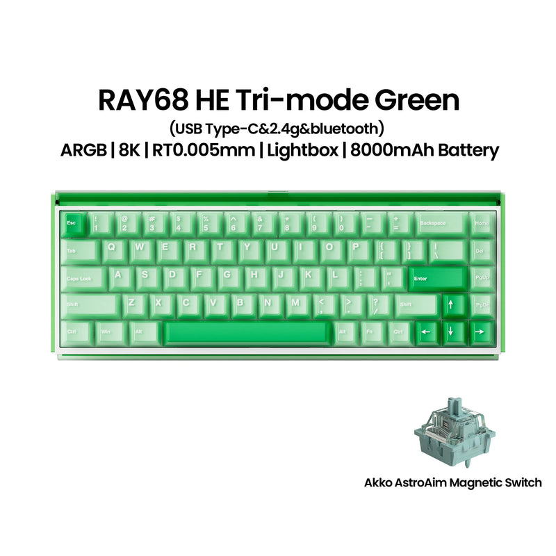 Akko RAY68 HE Mechanical Keyboard 65% Magnetic Switch Rapid Trigger 0.01mm 8K RGB with Lightbox Custom ESports Gaming Keybaord