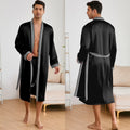 Men Long Nighty&Robe Set Summer Ice Silk Pajamas Set Sleepwear Loose Casual Home Clothes Nightwear Male Loungewear