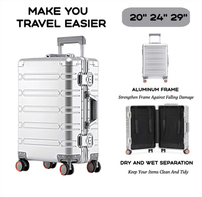 Large Capacity Durable Luggage Sets Aluminum Suitcase | SAMAG