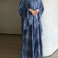 Horetong Muslim Abaya Robe Women Marble Print Chiffon V | SAMAG
