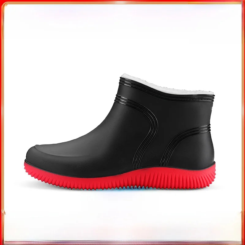 Men's Winter Fleece Lined Rain Boots Warm Cotton Work Safety Rubber Boots Outdoor Fishing Water Shoes Special for Delivery Ri...