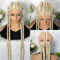 32 inches Large Four Braid Lace Wig for Black Women Braided Wig  Full Lace Box Braids Wig Women Synthetic Braided
