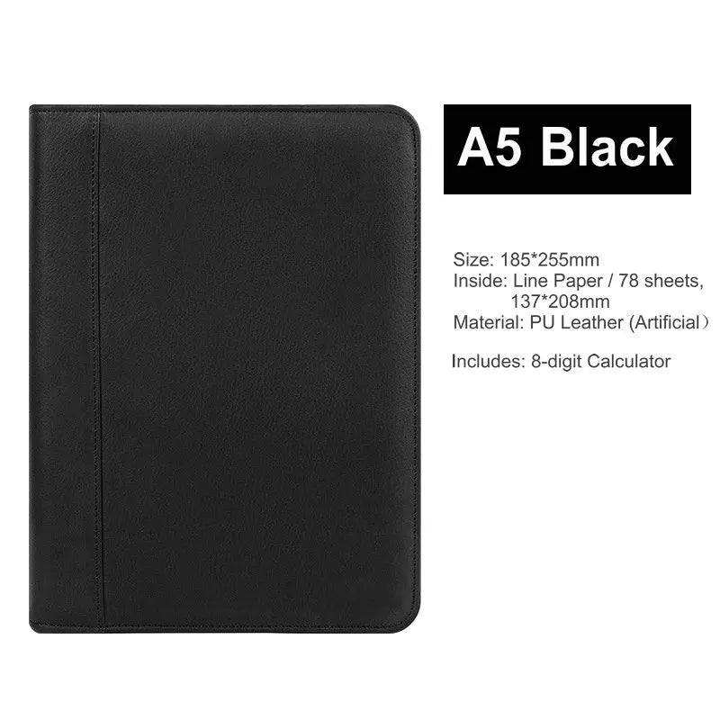 Multifunction Padfolio A5 Binder Notebook Zipper Portfolio With Calculator Personal Business Manager's Folder Office Supplies