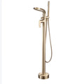 Tuqiu Brushed Gold Bathroom Bathtub Faucet + Handheld Shower Free Standing Luxury Waterfll BathTub Mixer Taps Floor Mounted