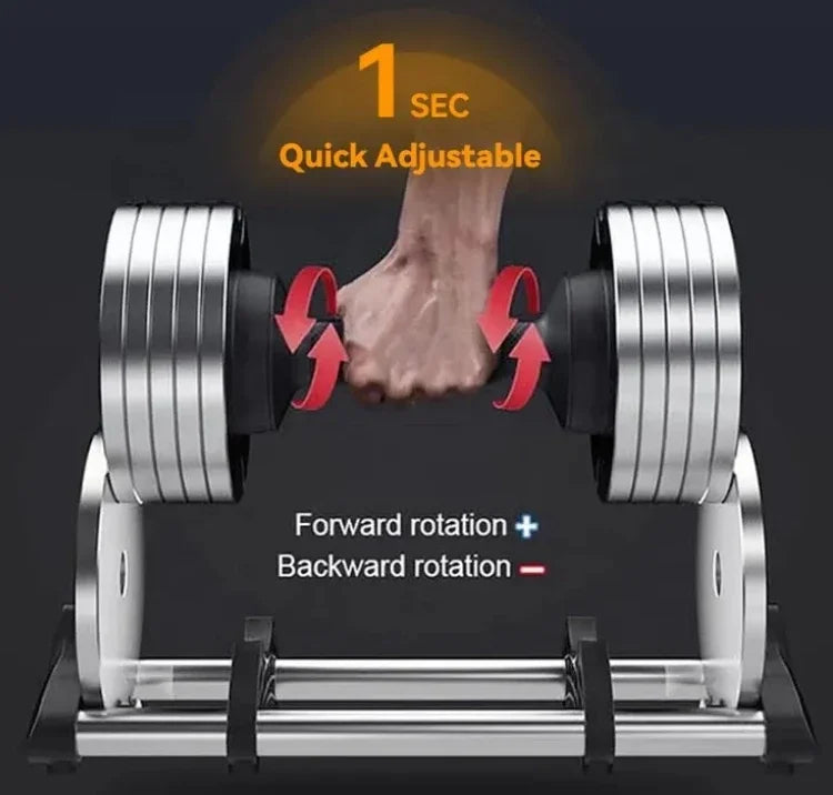 Adjustable 10kg-50kg Plastic Dumbbell Set with Silver | SAMAG