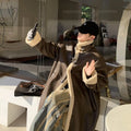 Luxury Brand Trend Winter Warmth Men Leather Trench Coat Fur Lined Long Overcoat Thick Single-Breasted Faux Fur PU Leather Coat