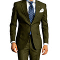 Men's Classic Stripe Suits 2 Piece ( Blazer+Pants ) Notch Lapel 2 Buttons Slim Fit Jacket & Trousers for Business Casual Wedding