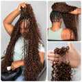 Brown Deep Wave Crochet Human Hair Extensions Miracle Knots Feather Soft Braiding Hair for Black Women Pre Looped Lightweight Reusable Hair with Natural Shine Full Volume for Boho Braids and Protective Styles