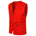 Men Vest JacketMultiple Pockets Zipper Sleeveless Fishing Waistcoat Camping Work Clothes V Neck Outdoor Waistcoat Volunteer Vest