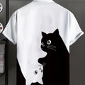 Summer Men's Cartoon Black and White Kitten Print | SAMAG