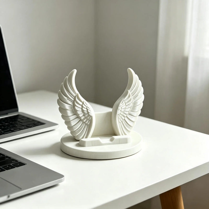 3D Printed Angel Wings Phone Holder, Stable Desktop Stand for All Smartphones, Unique Ornament