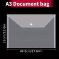 15-Pack Thickened PP 8K A3 Transparent Folder Clips, Waterproof Document Organizer Bags for School & Office Use