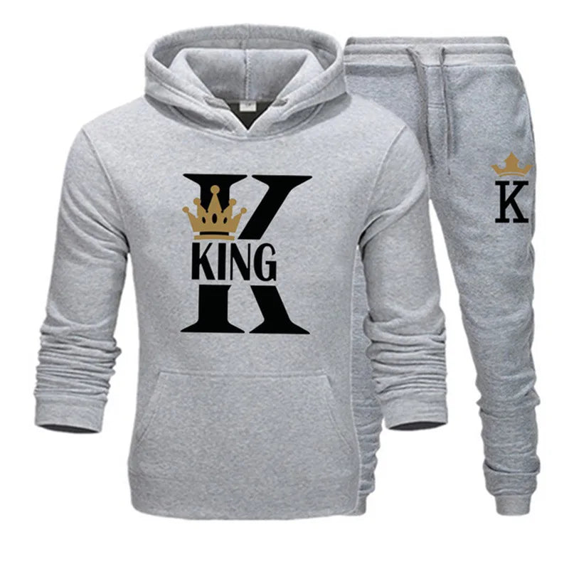 Autumn and Winter Men's and Women's Sweater Set KING QUEEN Loose Relaxed Hooded Print Couple - View 2 | SAMAG