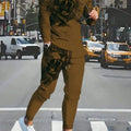 Fashionable men's summer new cool lion print comfortable and breathable round neck long pants set outdoor - View 7 | SAMAG