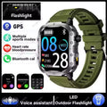 2026 New Military Smart Watch Men IP67 3ATM Outdoor Sports Fitness Tracker Blood Pressure Health Monitor BT Calls GPS Smartwatch