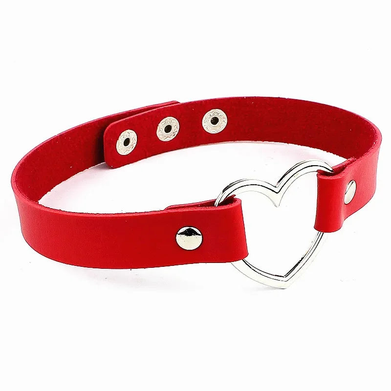 Fashion Black Pink PU Leather Gothic Punk Harajuku Cosplay Collar  Choker Necklace
