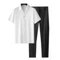 Summer New Fashion Solid Color Ice Silk Short - Sleeved Shirt Set Men's Casual Relaxed Comfortable - View 3 | SAMAG