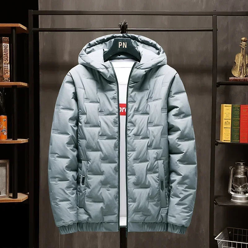 2026 Men's Thicked Down Cotton Jacket New Autumn Winter Warm Hooded Parkas Men Casual Zip Cotton-padded Coat Windproof Outerwear