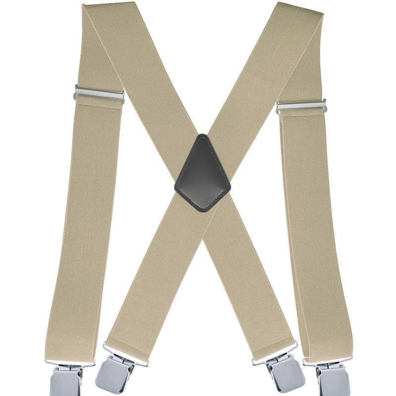 Men's Suspender Trousers Braces with Strong 2 inch Wide 4 Clips Heavy Duty for High Elastic X Style - Visuel 10 | SAMAG