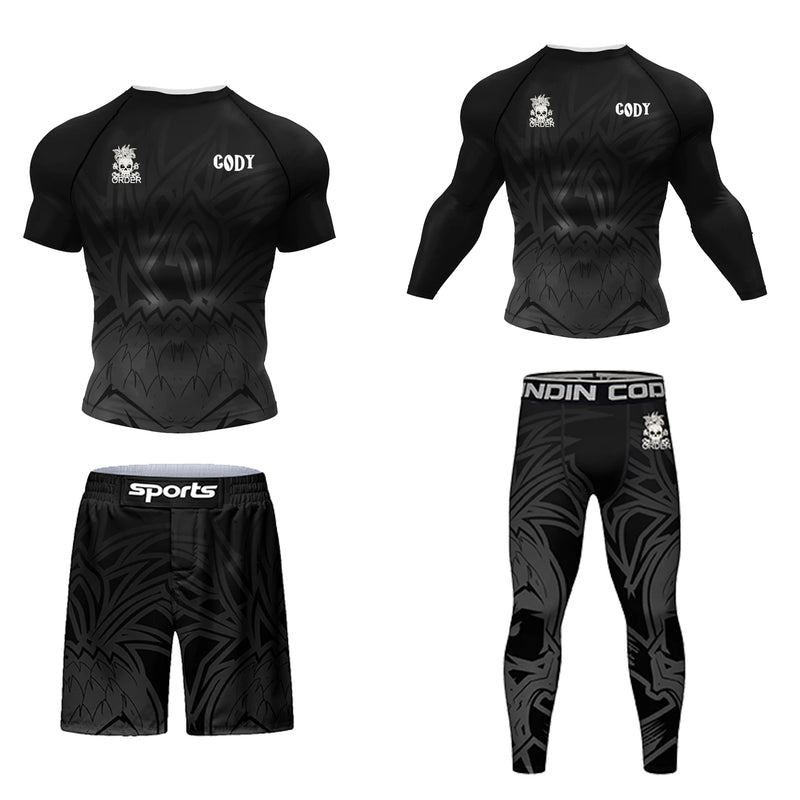 Cody Lundin Durability MMA BJJ Rash Guard Tight Exercise Jogging T - Shirts+Pants 3D Print Compression - View 6 | SAMAG