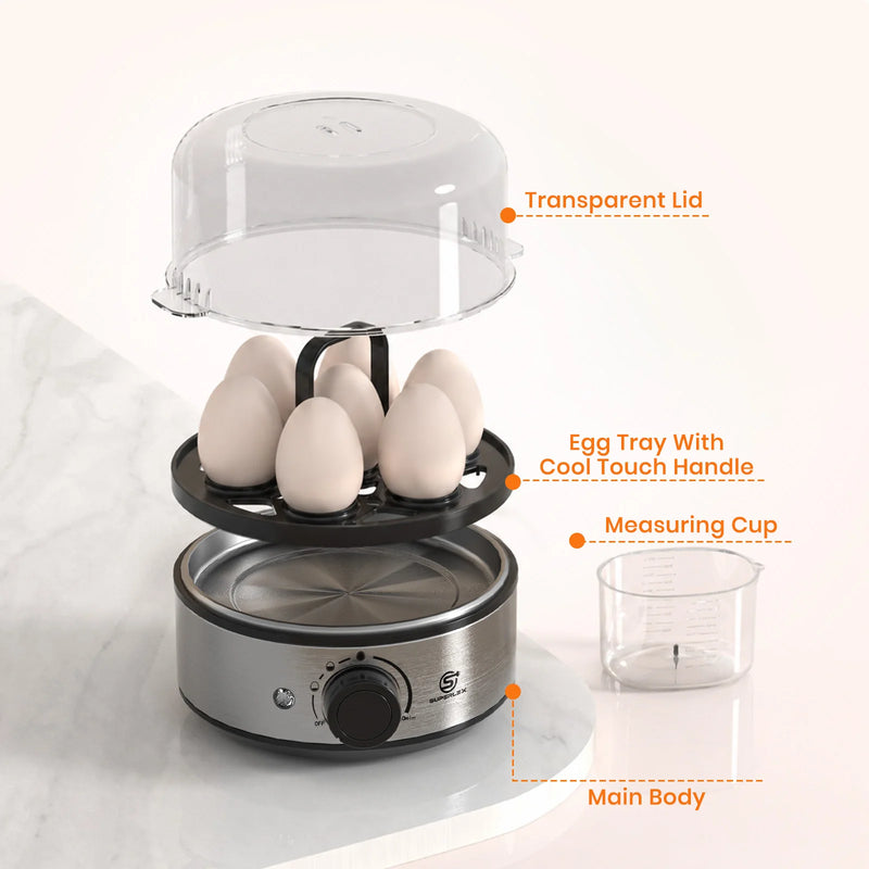 SUPERLEX 400W Power EGG COOKER with Large Capital Boils Up to 7 Eggs Smart Power Off Easy to Clean and Better Safeter For Family