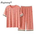 Plus Size Women's Capri Pants Pajamas Sets Polka Dot | SAMAG