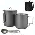 Titanium Camping Cookware Set with Folding Mug (420ml/750ml) and 750ml Pot, Lightweight Portable Outdoor Kit for Hiking Backpack
