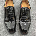 Glossy Patent Leather Dress Shoes Oxfords Square Toe Lace Up Formal Shoes for Men Wedding Office Business Ideal Gift for Men