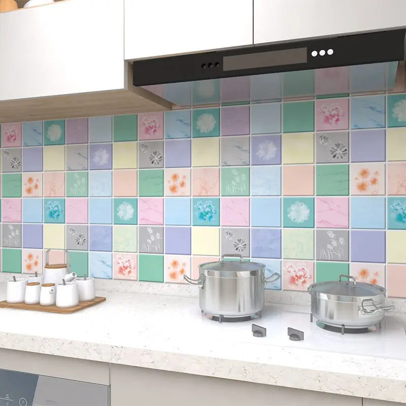 Waterproof Wall Stickers Kitchen Oil-proof Sticker Wallpaper Self-adhesive Waterproof Moisture-proof High Temperature Wall