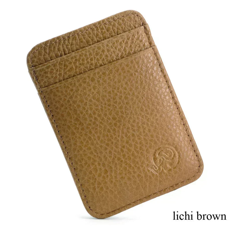 Fashion 100% Genuine Leather Thin Bank Credit Card Case Mini Card Wallet Men Bus Card Holder Cash Change Pack Business ID Pocket