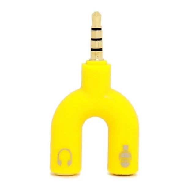 1PC Dual 3.5MM Y-type  Adapter Headphone Plug Audio Cables Splitter Microphone 2 in 1 Swivel Connector Jack Plug Adapter